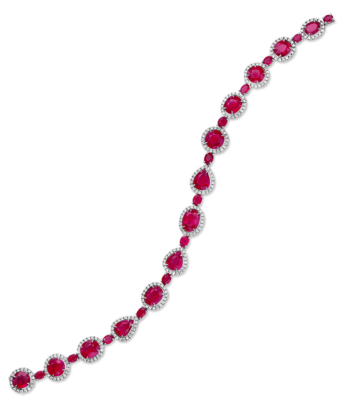 cellini Oval-Cut and Pear-Shaped Ruby and Diamond Bracelet