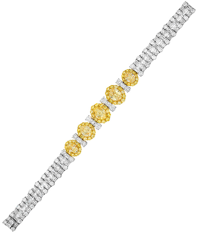 cellini Oval-Cut Fancy Yellow and White Diamond Bracelet