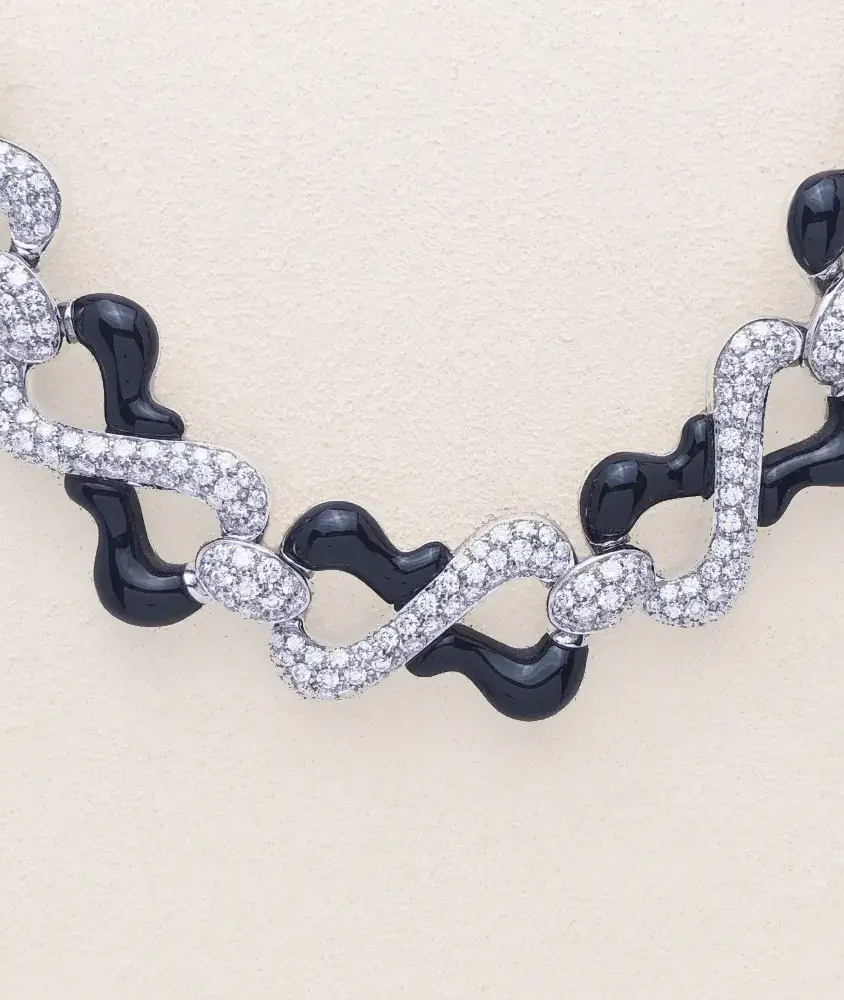 Cellini Picchiotti White Gold Diamond And Black Onyx Necklace