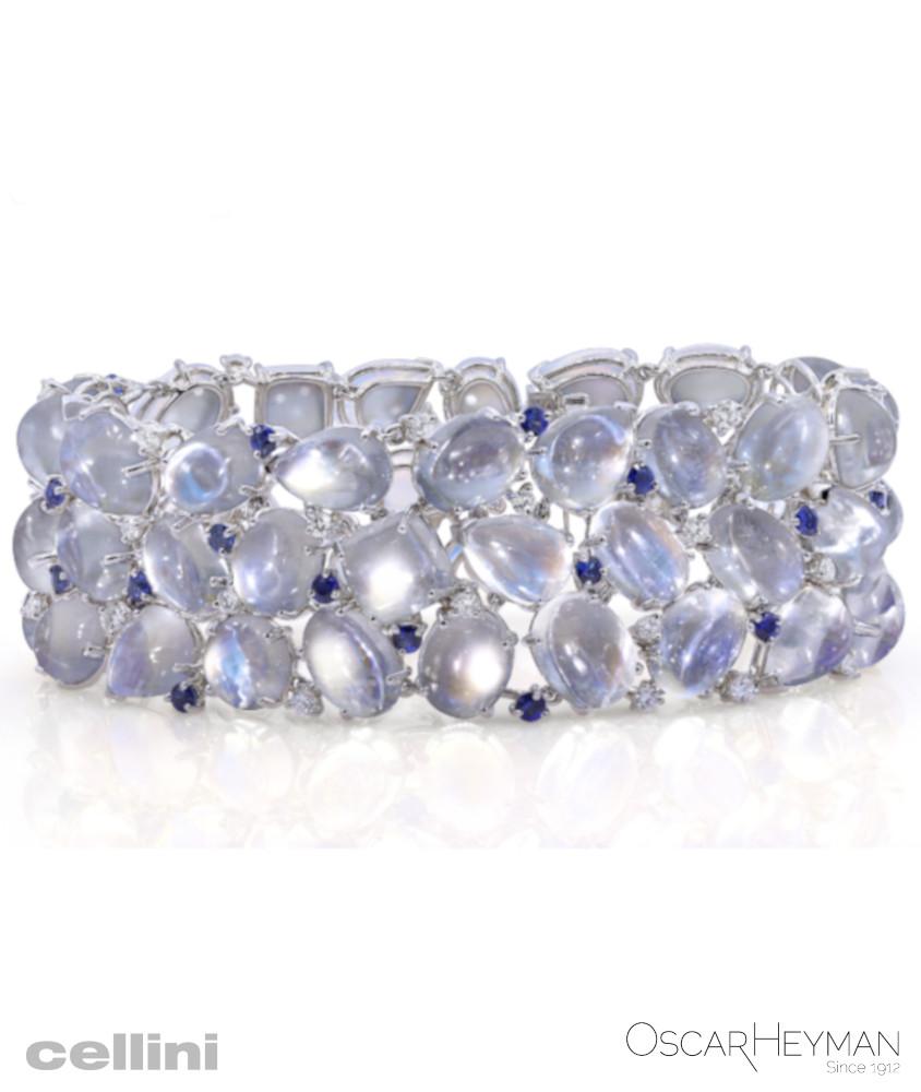 cellini Platinum Moonstone Sapphire Diamond Bracelet