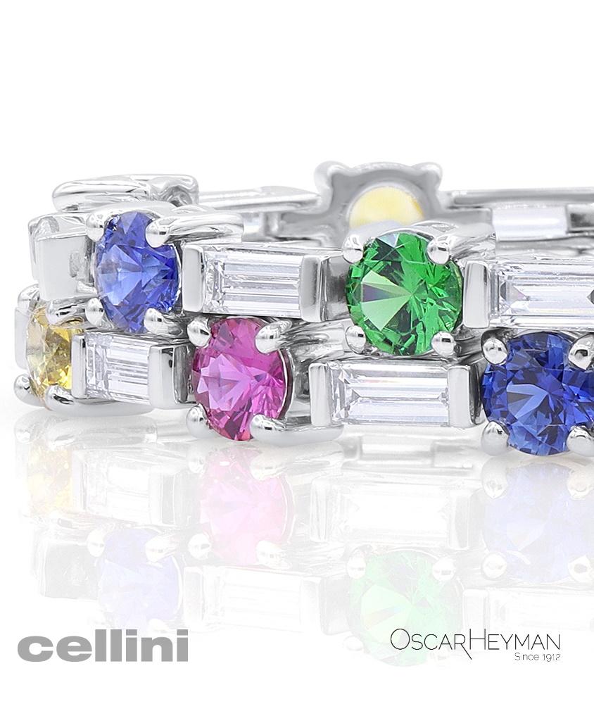 cellini Platinum Multi-Color Sapphire & Diamond Bracelet