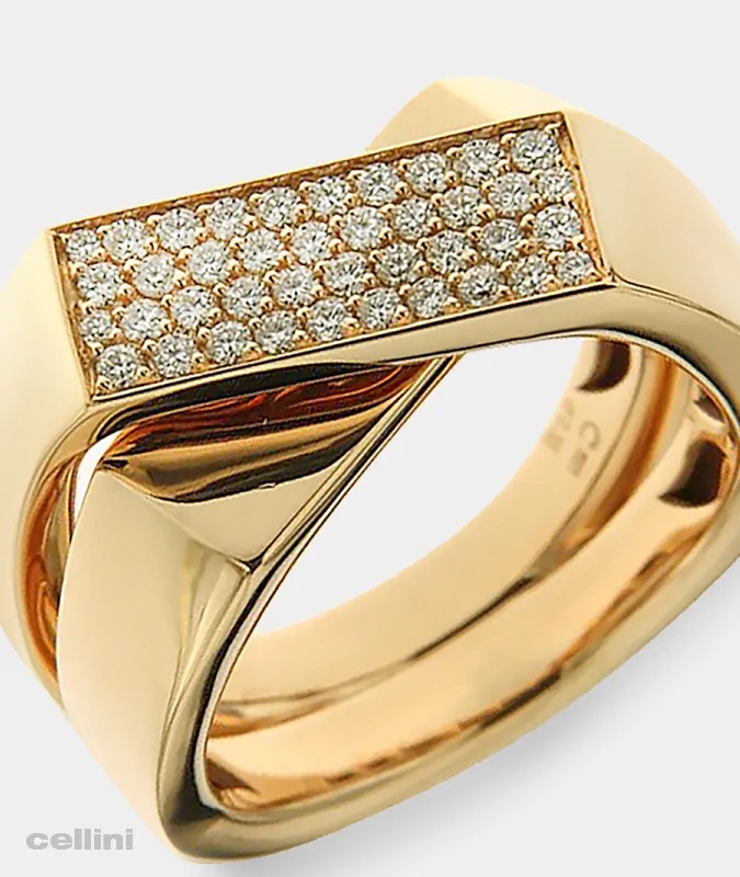 cellini Rose Gold And Diamond Crisscross Diamond Ring