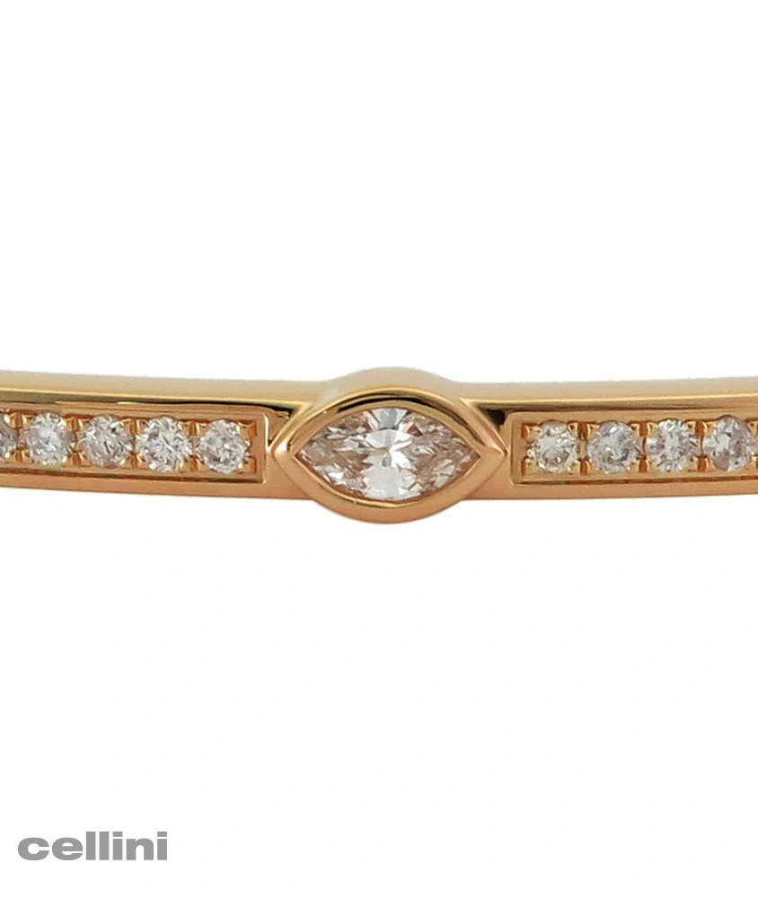 cellini Rose Gold Stackable Bangle With Bezel-Set Diamonds