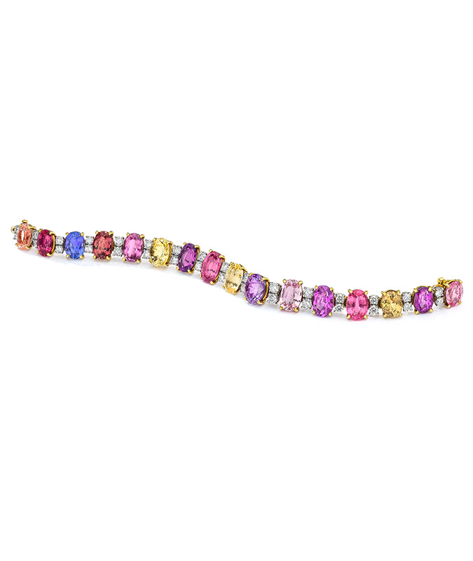 cellini White and Yellow Gold Multi-Color Sapphire Bracelet