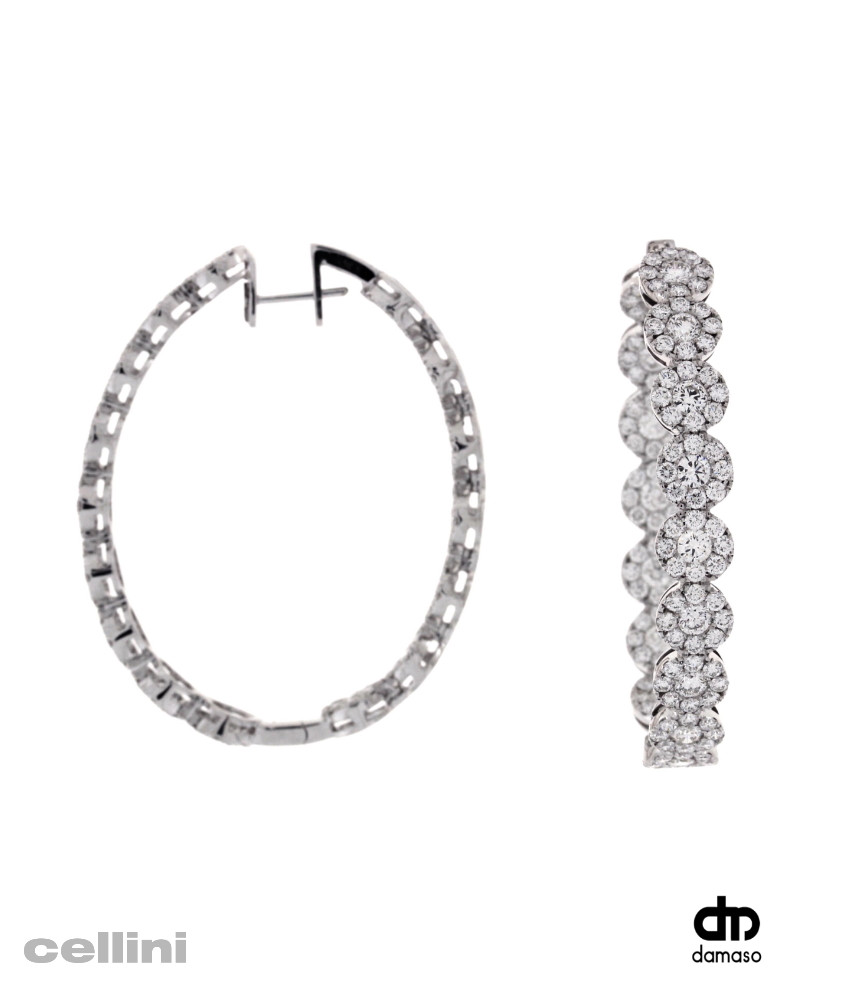 cellini White Gold and Diamond Large Oval Hoop Earring