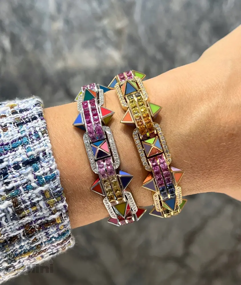 Cellini White Gold Diamond And Multi Colored Sapphire Bracelet