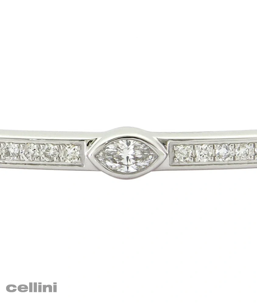 cellini White Gold Stackable Bangle With Bezel-Set Diamonds