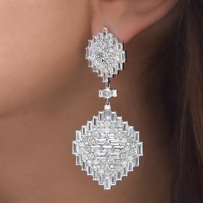 cellini White Sapphire and Diamond Geometric Earrings