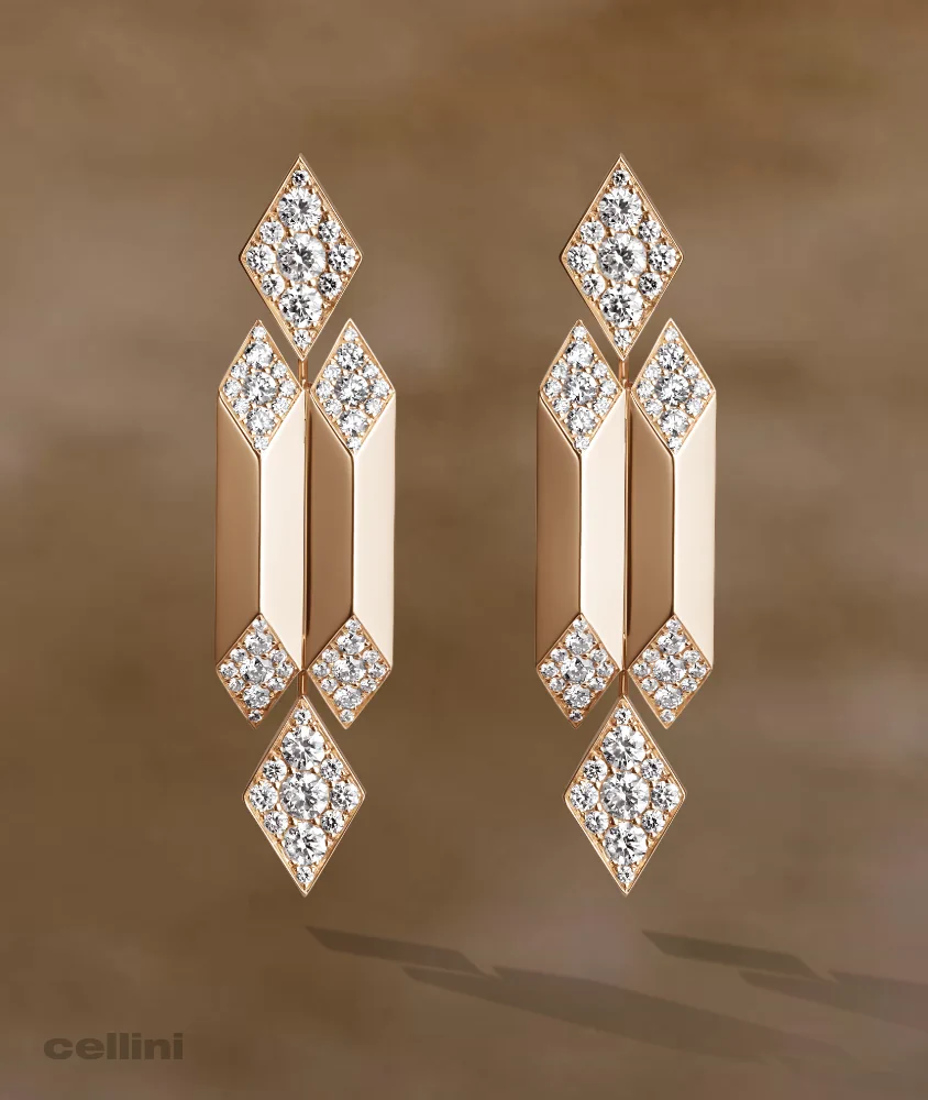 Cellini Yellow Gold And Diamond Iconic Drop Earrings