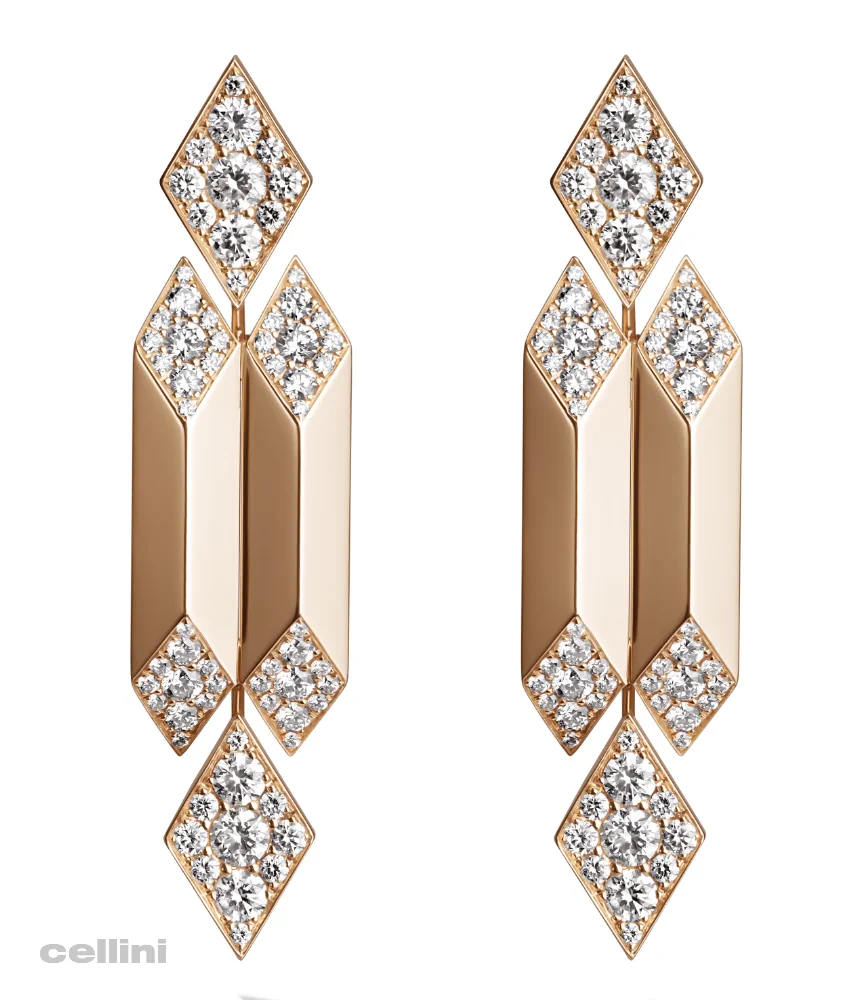 cellini Yellow Gold And Diamond Iconic Drop Earrings