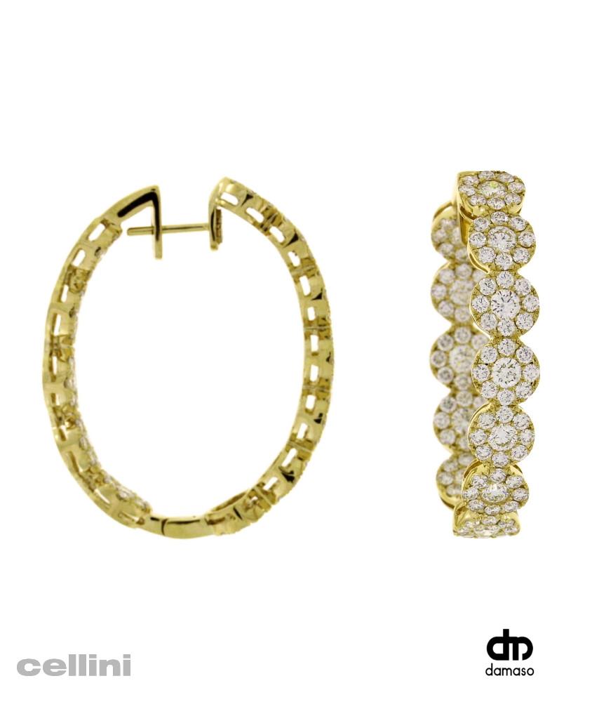 cellini Yellow Gold and Diamond Medium Oval Hoop Earring