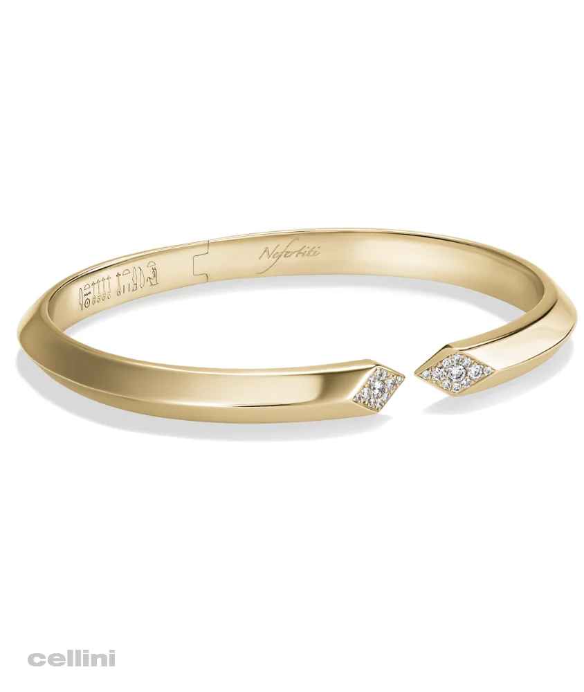 Cellini Yellow Gold Awaken Single Ribbed Diamond Cuff Bracelet