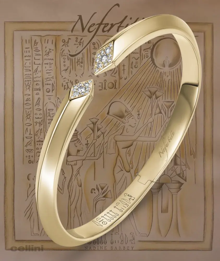 Cellini Yellow Gold Awaken Single Ribbed Diamond Cuff Bracelet