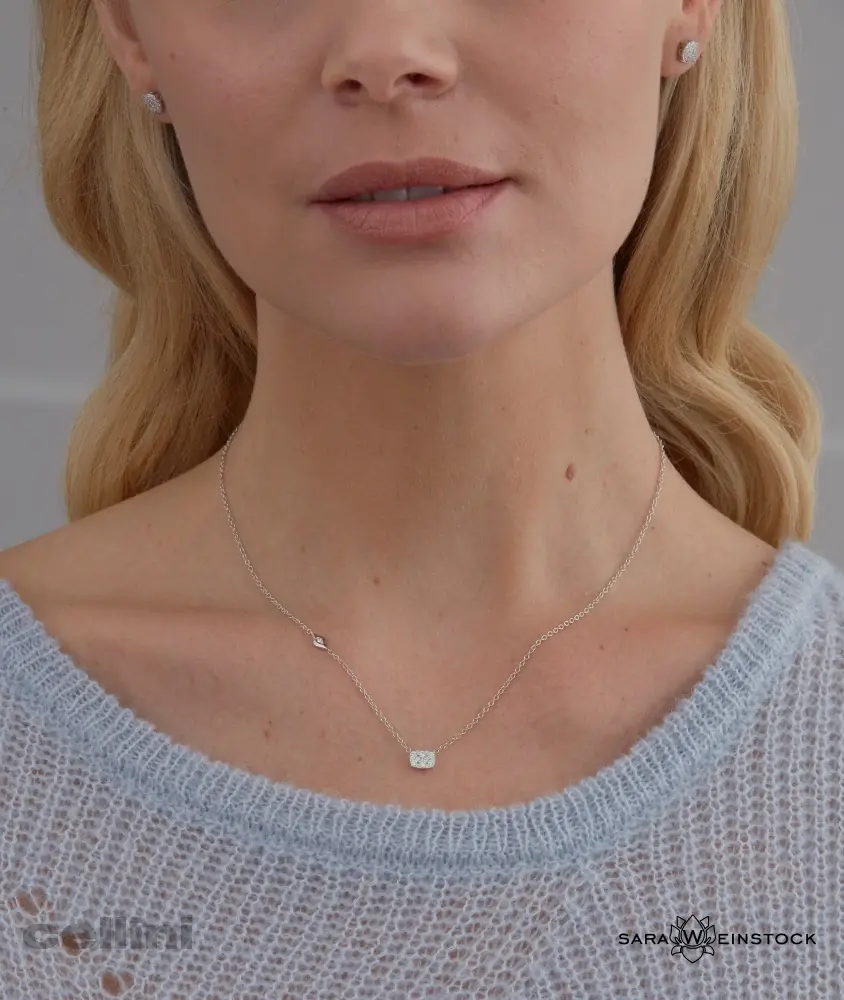 cellini Yellow Gold Cushion Diamond Cluster Necklace