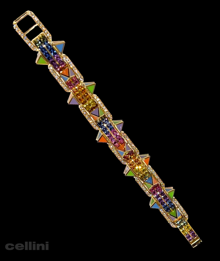 Cellini Yellow Gold Diamond And Multi Colored Sapphire Bracelet