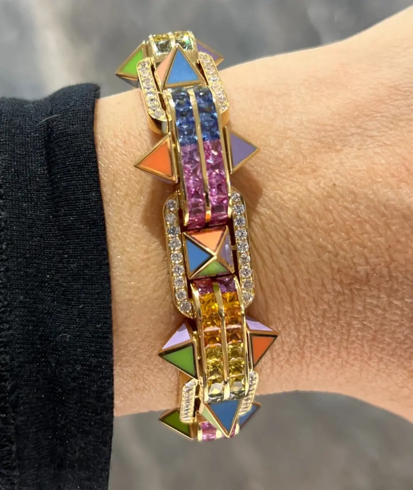 cellini Yellow Gold Diamond And Multi Colored Sapphire Bracelet