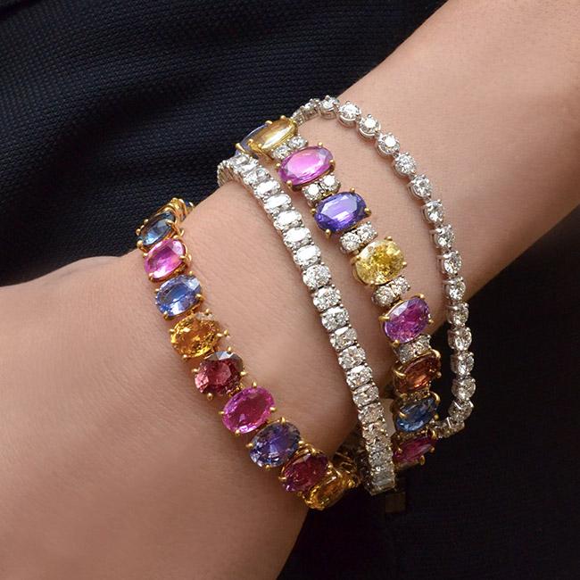 cellini Yellow Gold Multi-Color Oval Sapphire Bracelet