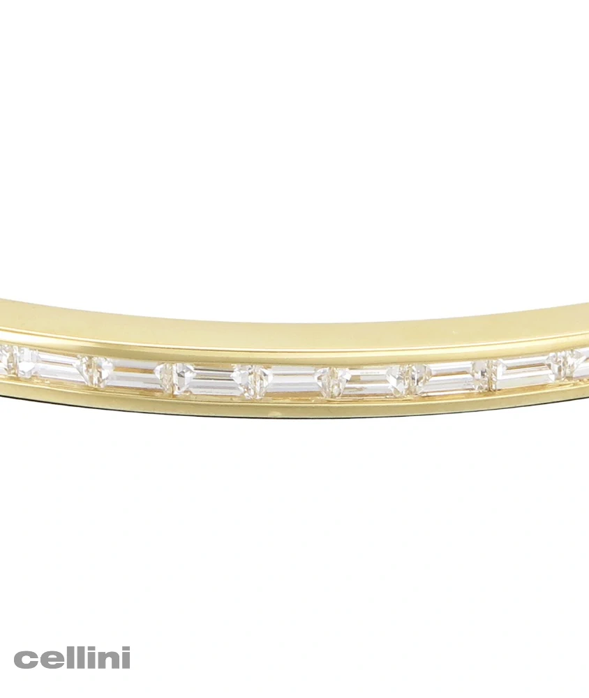 cellini Yellow Gold Stackable Bangle With Baguette Diamonds