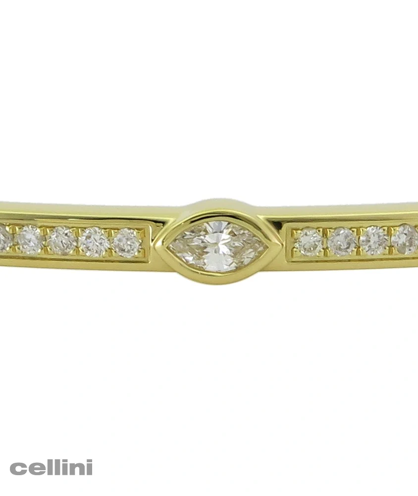 cellini Yellow Gold Stackable Bangle With Bezel-Set Diamonds