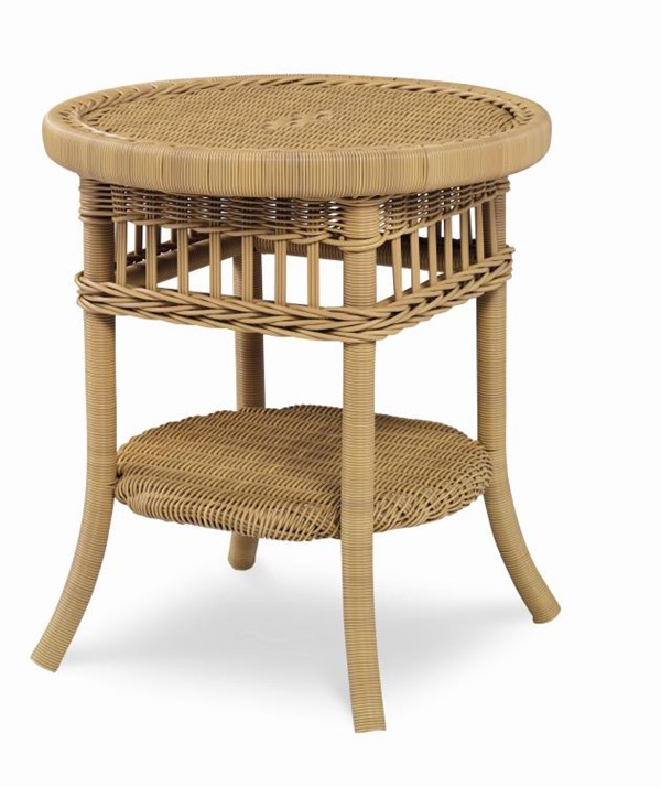 century AE-D40-83-NT - Mainland Wicker Side Table W/ Tempered Glass