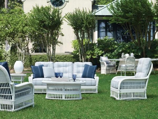Century AE-D40-85 - Mainland Wicker Oval Cocktail Table W/ Tempered Glass