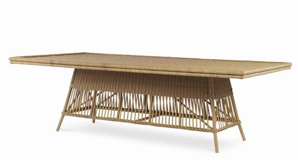 century AE-D40-91-NT - Mainland Wicker Rectangular Dining Table W/ Tempered Glass