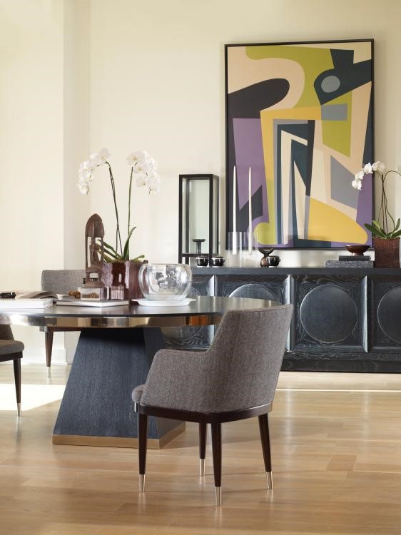 Century C1H-307 - Corso 72" Round Dining Table - Black Cerused