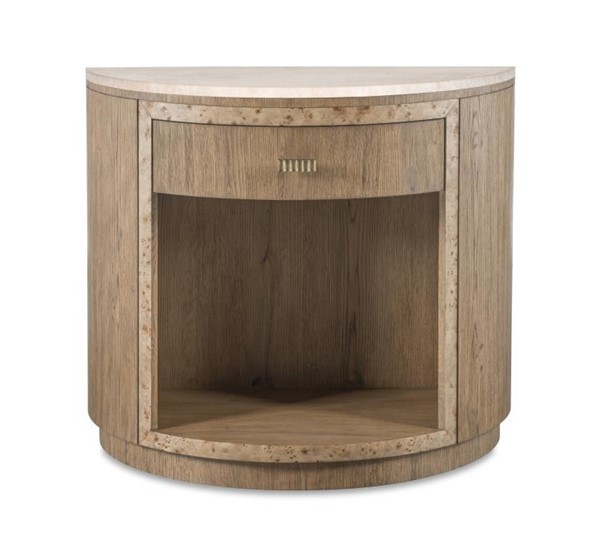 Century CBA-221M-V1 - Monterey Demilune Nightstand W/Travertine - Hawthorne Light