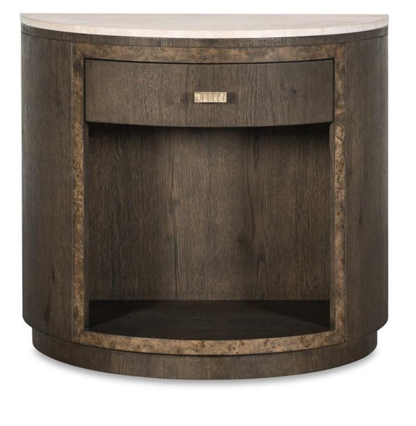 Century CBA-221M-V2 - Monterey Demilune Nightstand W/Travertine - Hawthorne Dark