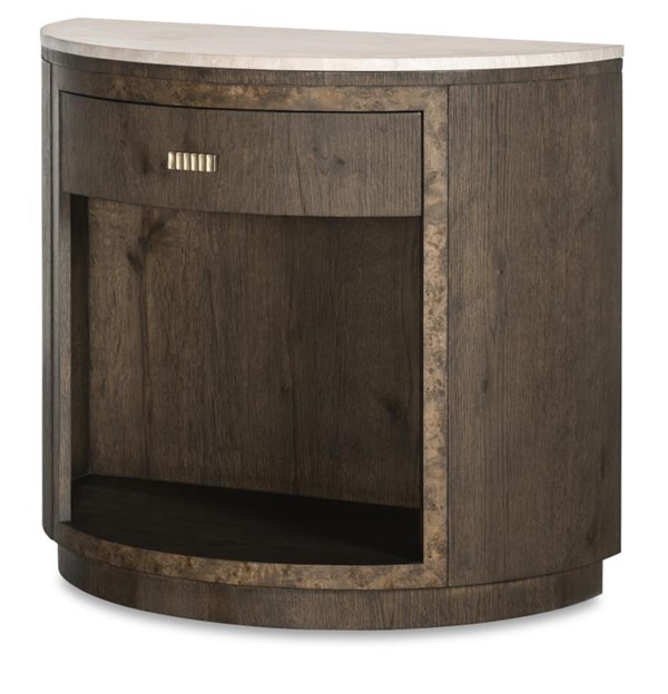 century CBA-221M-V2 - Monterey Demilune Nightstand W/Travertine - Hawthorne Dark