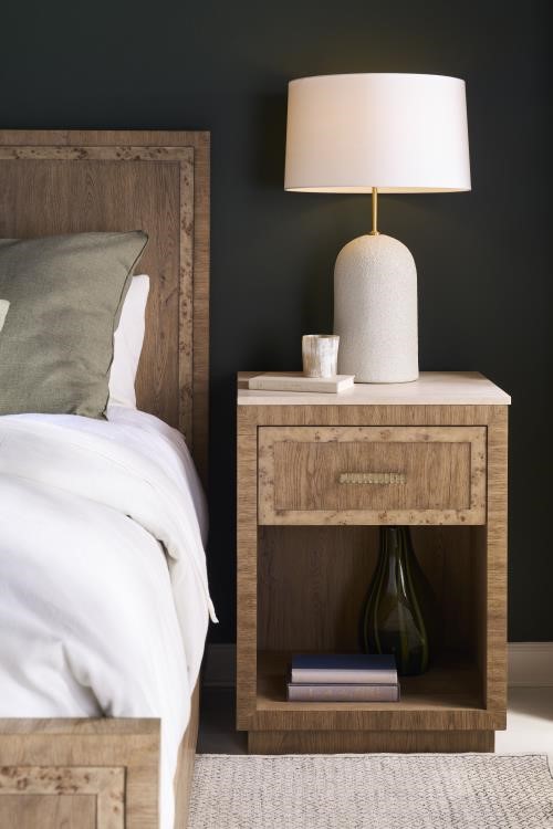 Century CBA-222M-V1 - Monterey Single Drawer Nightstand W/Travertine - Hawthorne Light