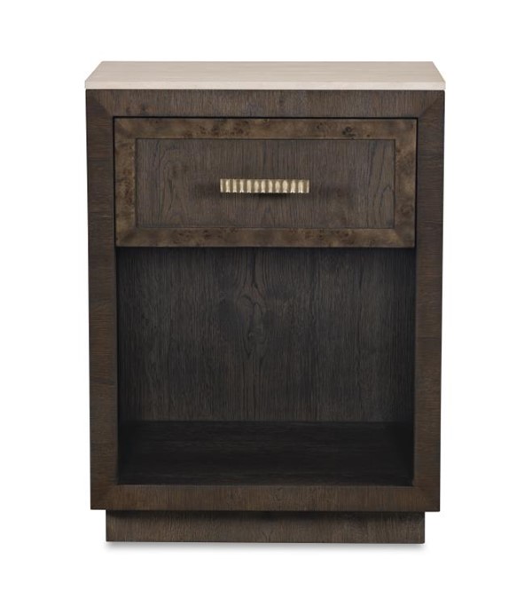 Century CBA-222M-V2 - Monterey Single Drawer Nightstand W/Travertine - Hawthorne Dark