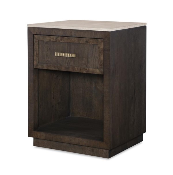 century CBA-222M-V2 - Monterey Single Drawer Nightstand W/Travertine - Hawthorne Dark