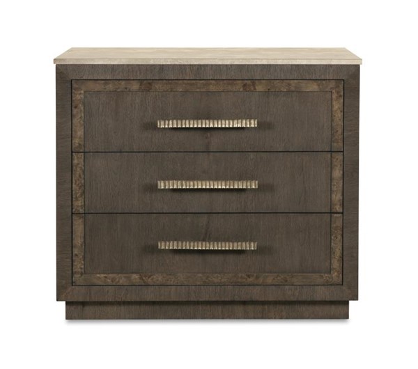 Century CBA-223M-V2 - Monterey Three Drawer Nightstand W/Travertine - Hawthorne Dark