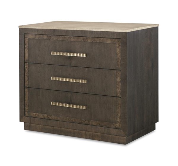 century CBA-223M-V2 - Monterey Three Drawer Nightstand W/Travertine - Hawthorne Dark