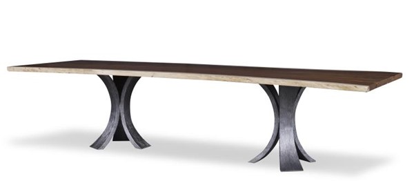 century CR9-1-130-G-973 - 130" Guan Slab Dining Table - Textured Metal Base