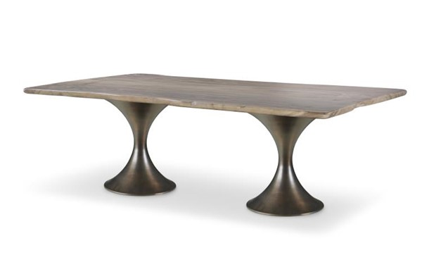 century CR9-1-86-G-977 - 86" Guan Slab Dining Table - Bronze Hourglass Base