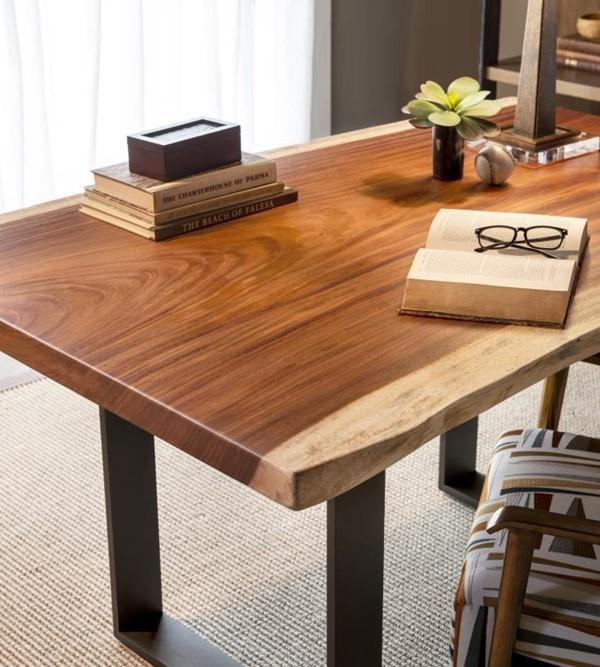 Century CR9-4-72-G-971 - 72" Guan Slab Desk - Oiled Bronze Strap Base