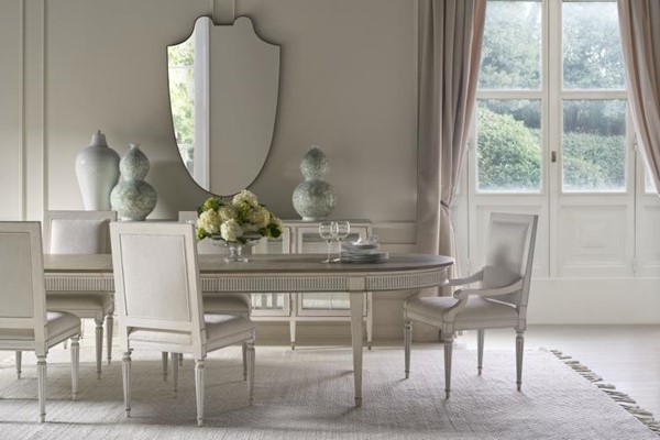 Century MN5445-V2 - Barrington Dining Table - White/Silver