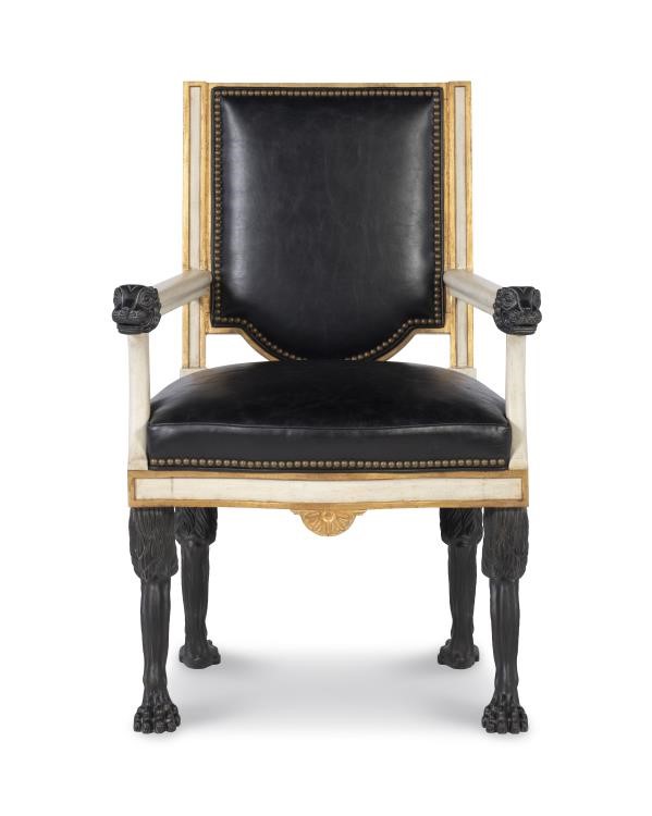 Century TS-CCA-3154-6-V1 - Robert Arm Chair - Black Leather (Stocked)