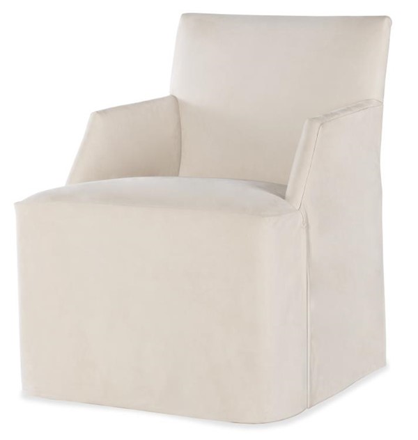 century TS-CCA-3180-6SK-V1 - Stefano Skirted Chair - Taupe Suede (Stocked)