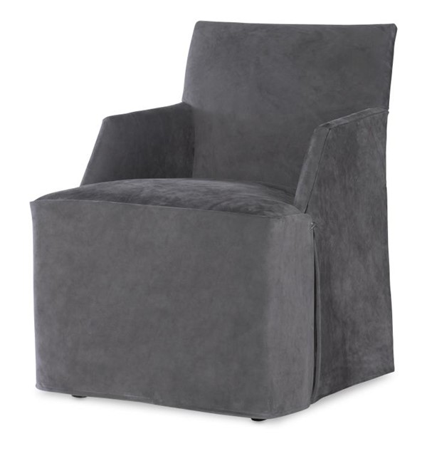 century TS-CCA-3180-6SK-V2 - Stefano Skirted Chair - Charcoal Suede (Stocked)