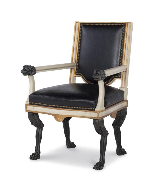 century TS-CCU-3154-6-F1 - Robért Arm Chair - Aged White Gold & Noir