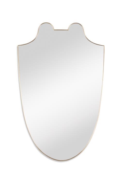 Century TSA-232-V1 - Rivoli Shield Mirror - Italian Vintage Brass