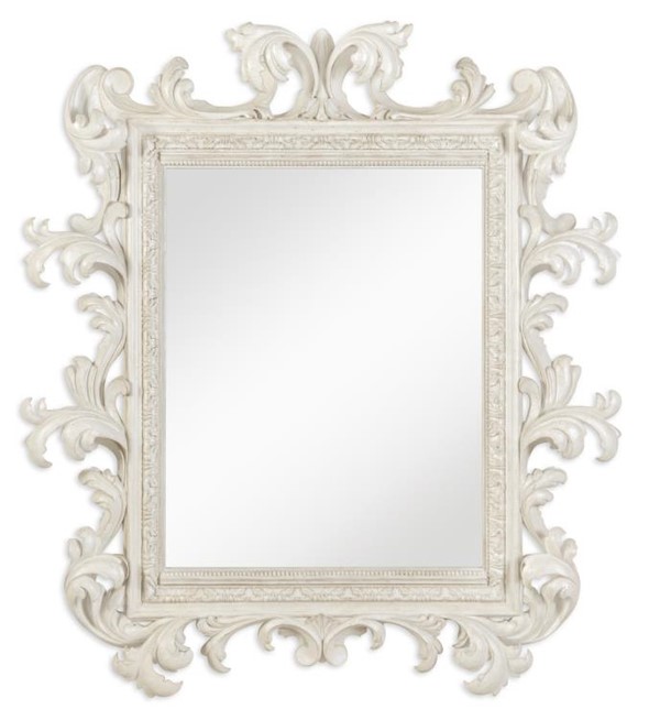 Century TSA-235-V1 - Italian Rococo Mirror - French Painted Blanc