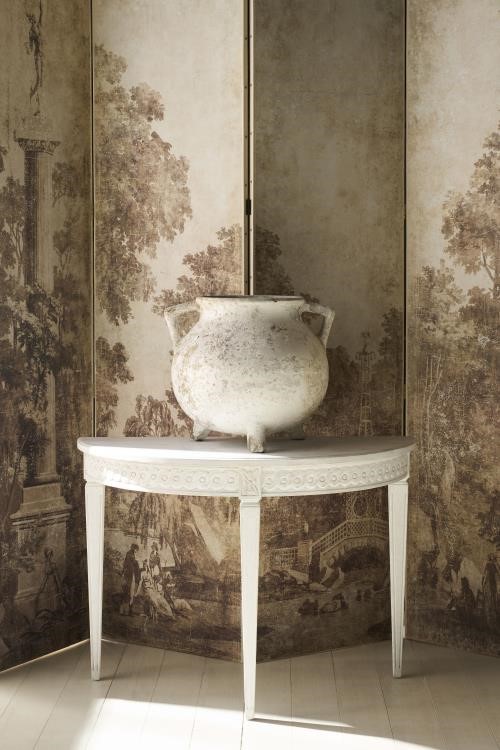 Century TSA-723-V1 - Petite Lutetia Console Table - Swedish Rubbed White