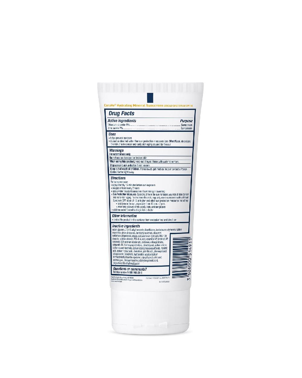 Cerave Hydrating Mineral Sunscreen SPF 50 Body Lotion