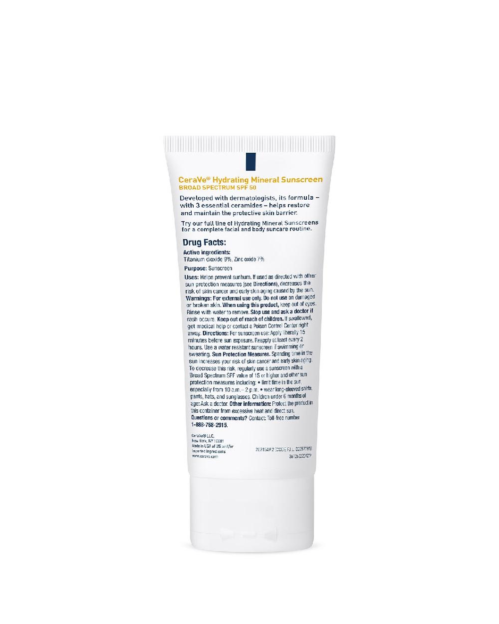 Cerave Hydrating Mineral Sunscreen SPF 50 Face Lotion