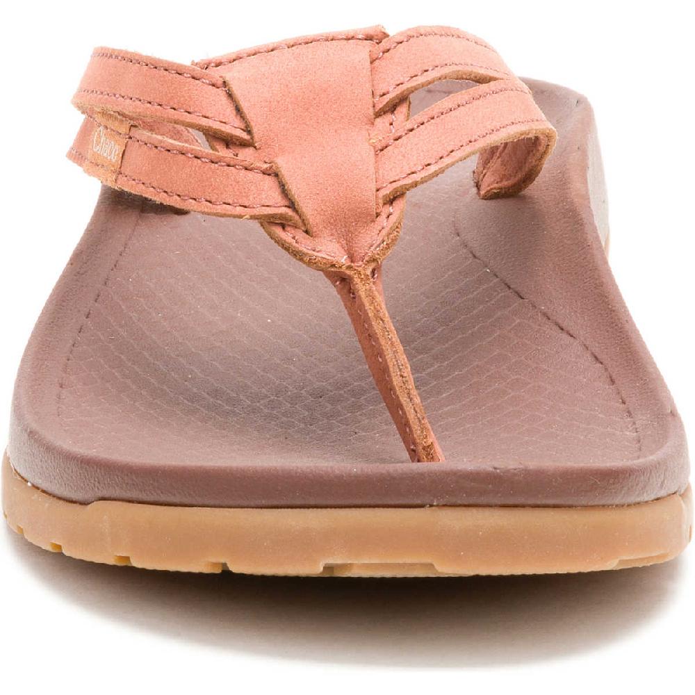 Chaco Women's Lowdown Leather Flip Flop Burnt Chestnut