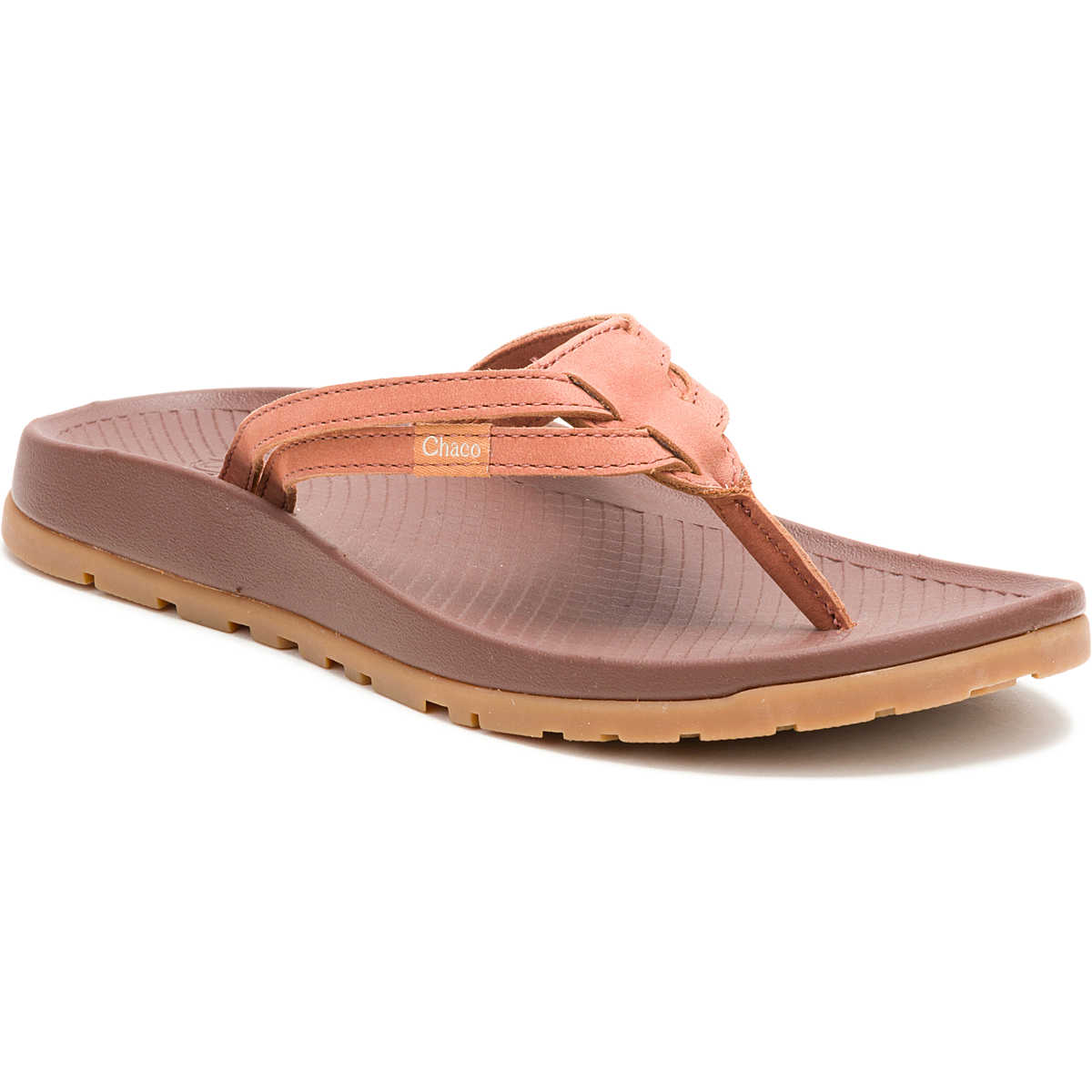 chaco Women's Lowdown Leather Flip Flop Burnt Chestnut